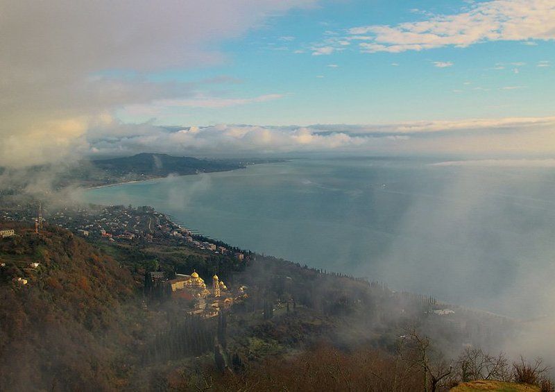 абхазия,новоафонский монастырь,море, туман. *****photo preview