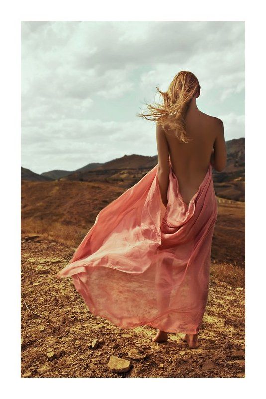 лето, жара, горы, девушка, ткань, ветер, зной breezephoto preview