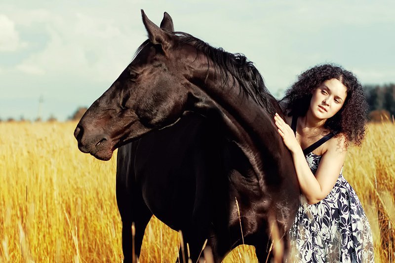 девушка и лошадьphoto preview