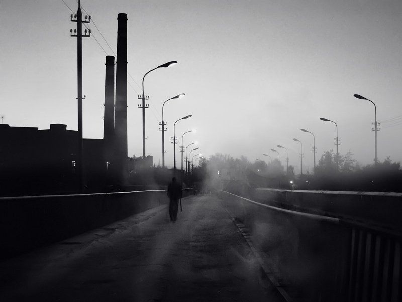 город, фонари Немного городаphoto preview