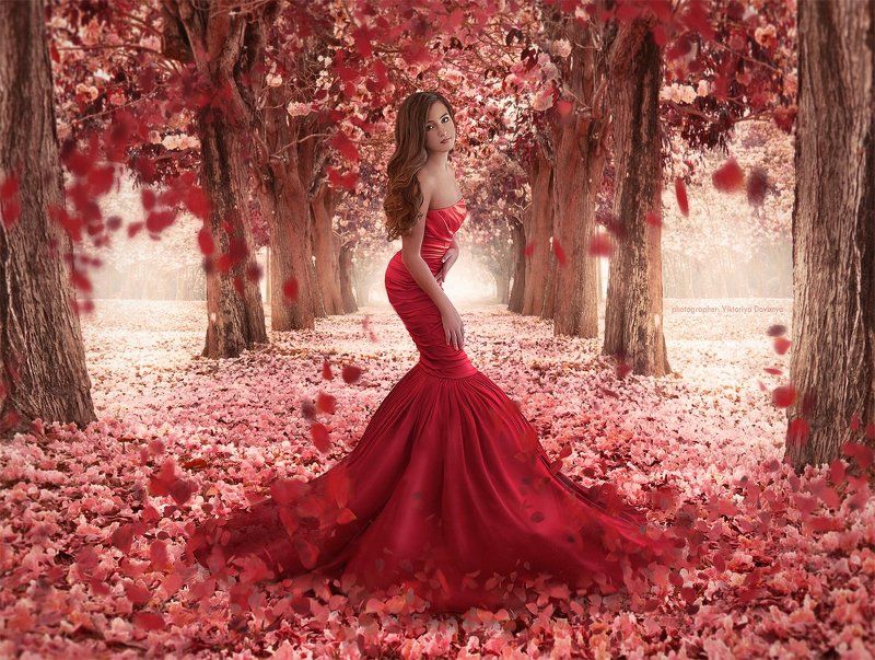 art, art, fairytale, girl, fashion, b, dress, flower, girl, photography, portrait, pretty, red Алина и её Нарнияphoto preview