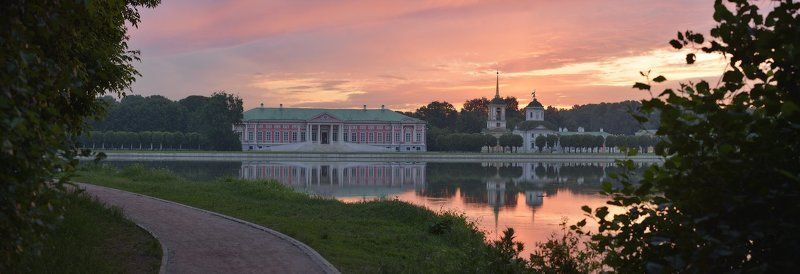 Кусково, Усадьбы, Классицизм, дворцово-парковый ансамбль, дворцы, парк, парки Москвы архитектура, рассвет, пруд, дорожка Не вешать нос, гардемарины!photo preview