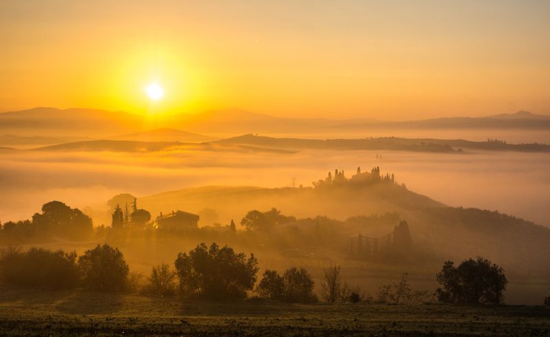 тоскана, природа, утро, туман, пейзаж, италия, путешествие, европа, д\'орча,  tuscany, nature, morning, fog, landscape, italy, journey, europe, d\'orcia ТУМАННОЕ УТРО В Д\'Орча. Из серииphoto preview