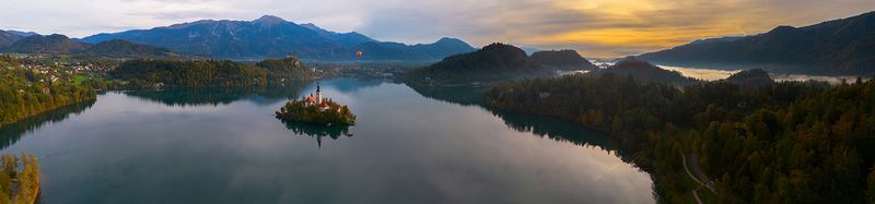 блед, озеро, словения, bled, slovenia, alps, lake bled, dji, alps mountains, триглав, альпы, юлийские альпы, остров блед Панорама озера Бледphoto preview