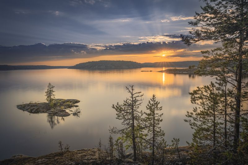 ладожские шхеры, пейзаж, закат Ладожский закатphoto preview