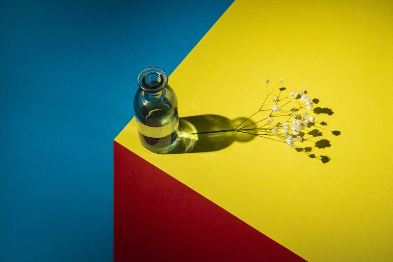 цвет, натюрморт, геометрия, синий, желтый, красный Цветотерапияphoto preview