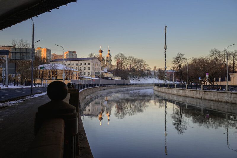 яуза, москва, город, утровгороде Утрення прогулка по Москвеphoto preview