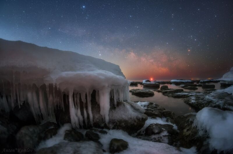 лед, ночь, побережье, японское море, остров русский, приморье, млечный путь Последнее мгновение зимыphoto preview