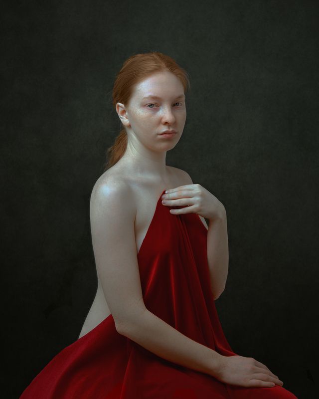 портрет девушка Девушка в бархатной накидкеphoto preview