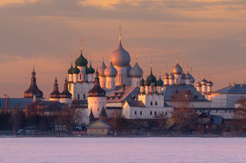 ростов великий, ярославская область, россия, храм, церковь, православие, монастырь, зима, вечер, закат, озеро, россия неро, кремль Ростов Впечатляющийphoto preview