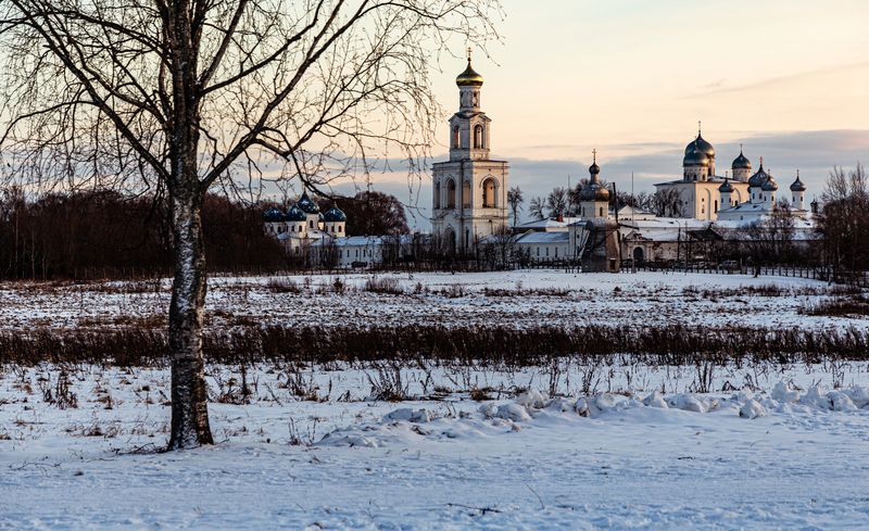 Монастырь, Зима, Великий Новгород, Храм Свято-Юрьев монастырь под Великим Новгородомphoto preview