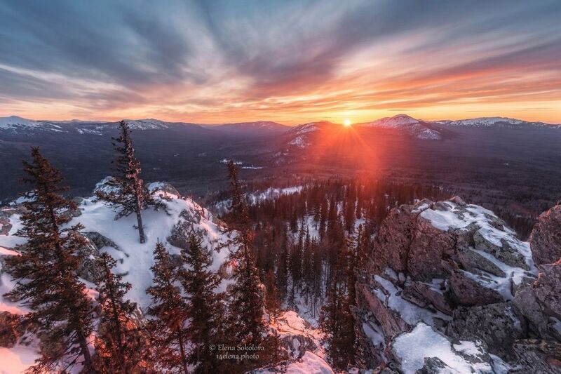 москаль, большая калагаза, закат, вечер, зима, горы, фототур Красочный закат на горе Большая Калагаза фото превью