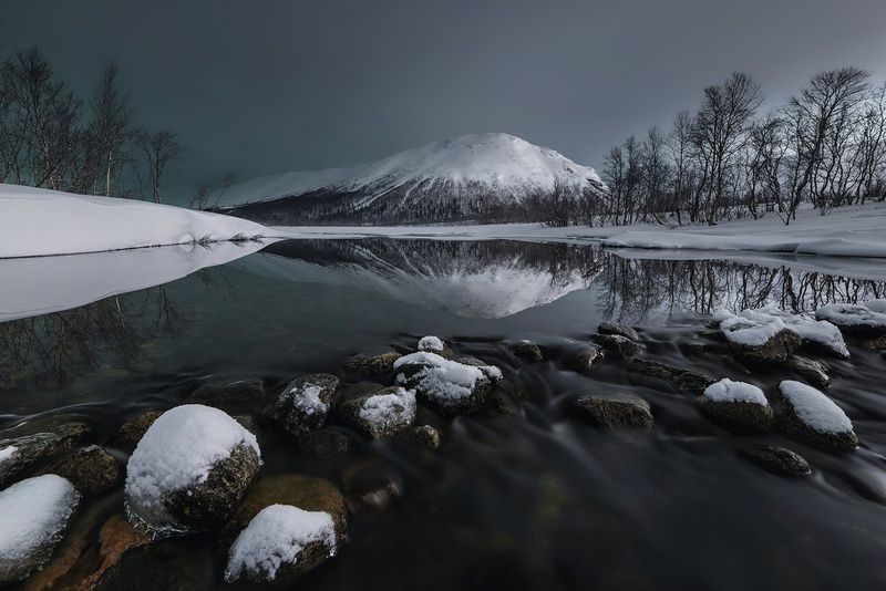 Хибины, Вудьявр Пасмурная ночь на Вудьявреphoto preview