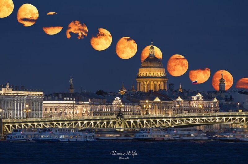 луна, Санкт-Петербург, секвенция,  Летний трафик на Невеphoto preview