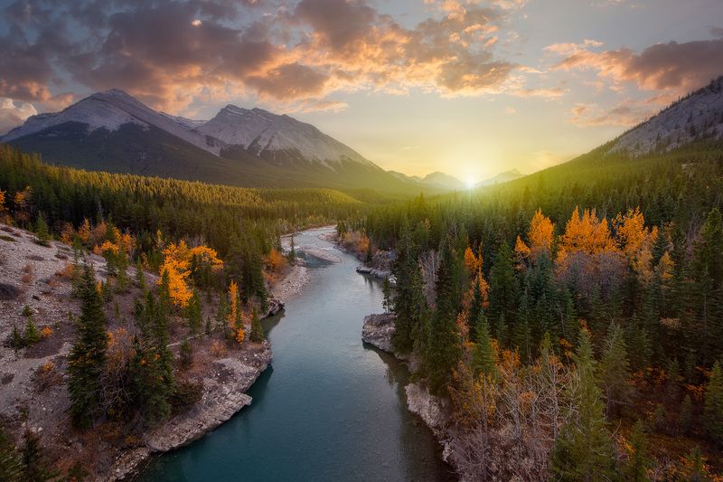mountains, canada, river, trees, Last Days of Fallphoto preview