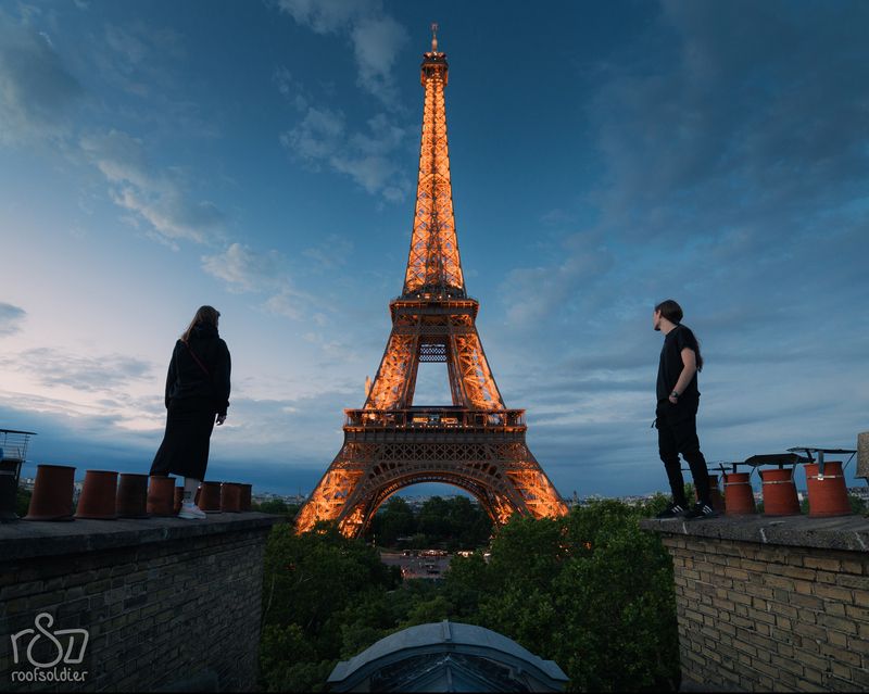 Paris, France, roof, urban, urbex, people Paris roofsphoto preview