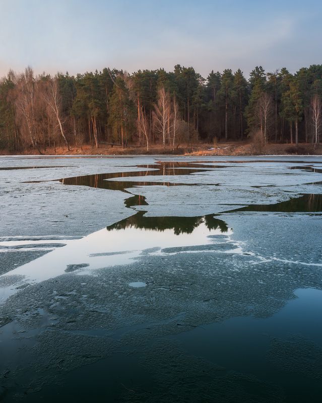 озеро, природа, лед, весна, пейзаж, таяние льда, Московская область Таяние льдаphoto preview
