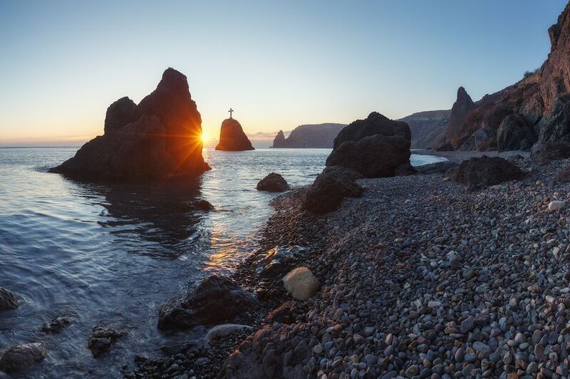 севастополь, фиолент, море, пляж. Зимний вечер на Яшмовом пляже. фото превью