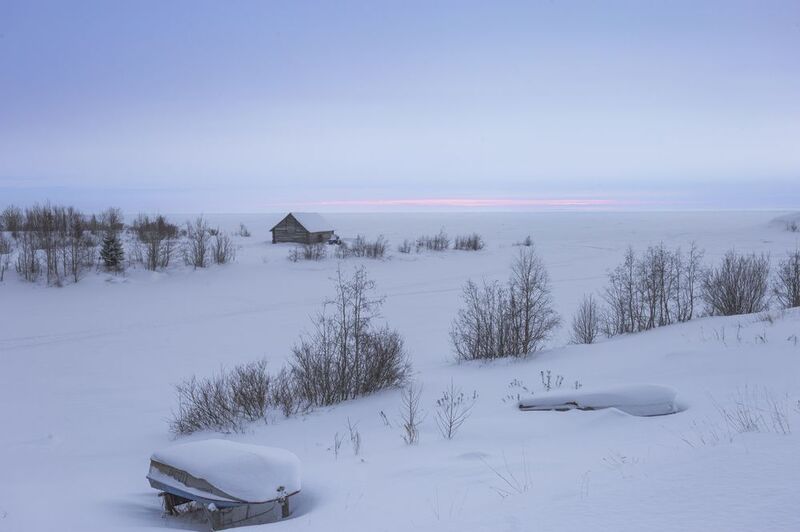 Февральский вечер в старинной поморской деревне Лямцыphoto preview