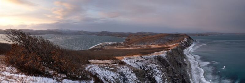 приморье, маяк балюзек, залив владимира, японское море, зима, закат Мыс Малюзек. Зимнее Приморье.photo preview