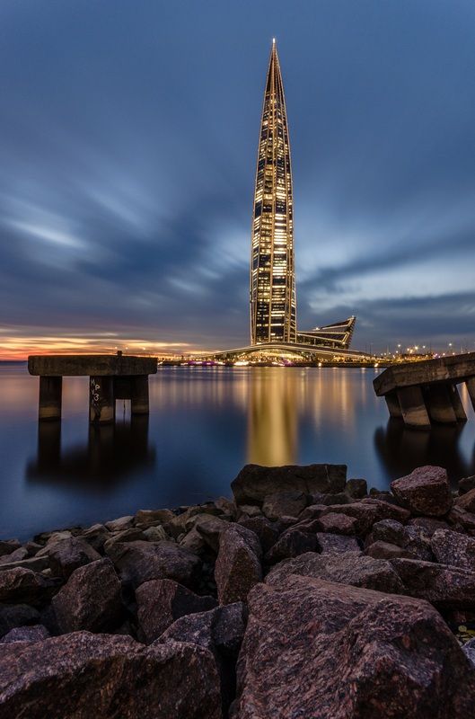 санкт-петербург, ночь, спб, город, петербург, лахта, лахта центр, закат, залив, камни, небоскреб, bay, stone, sunset, night, skyscraper, город, city, landscape, лахта-центр, финский залив Лахта центрphoto preview