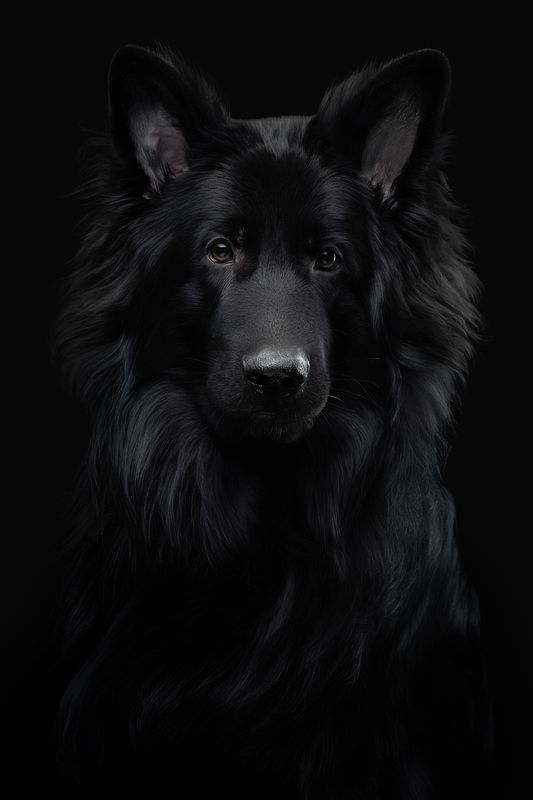 Портрет черной немецкой овчаркиphoto preview