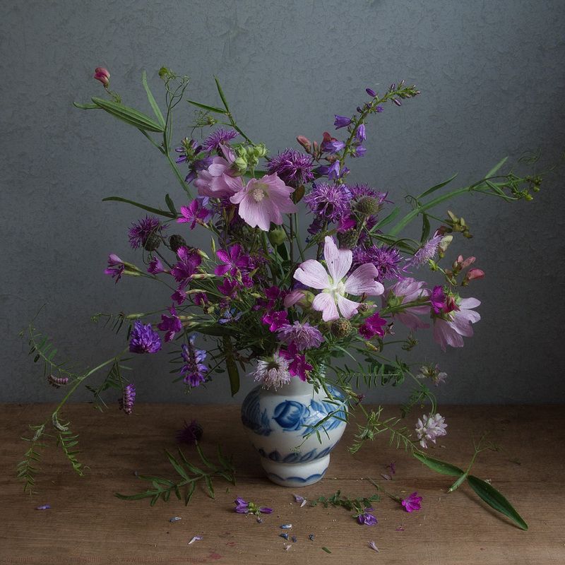 букет, сиреневые цветы, мальва Букет в сиреневых тонахphoto preview