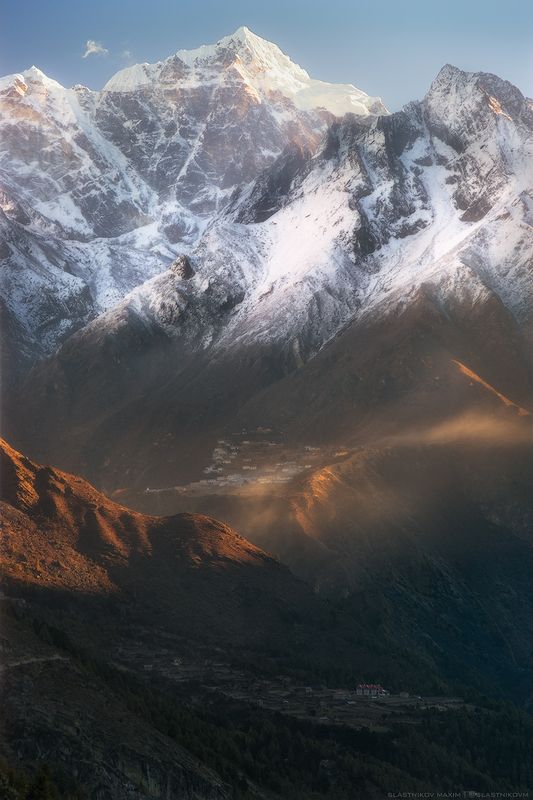 пейзаж, закат, солнце, снег, время, путешествия, холод, зима, ветер, снегопад, непал, горы Непалphoto preview