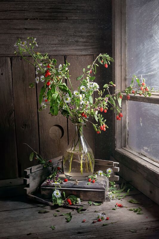 Ördögcérna és fehér virágphoto preview