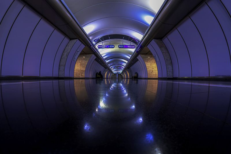 subway, metro, architecture, reflection, blue Волковскаяphoto preview