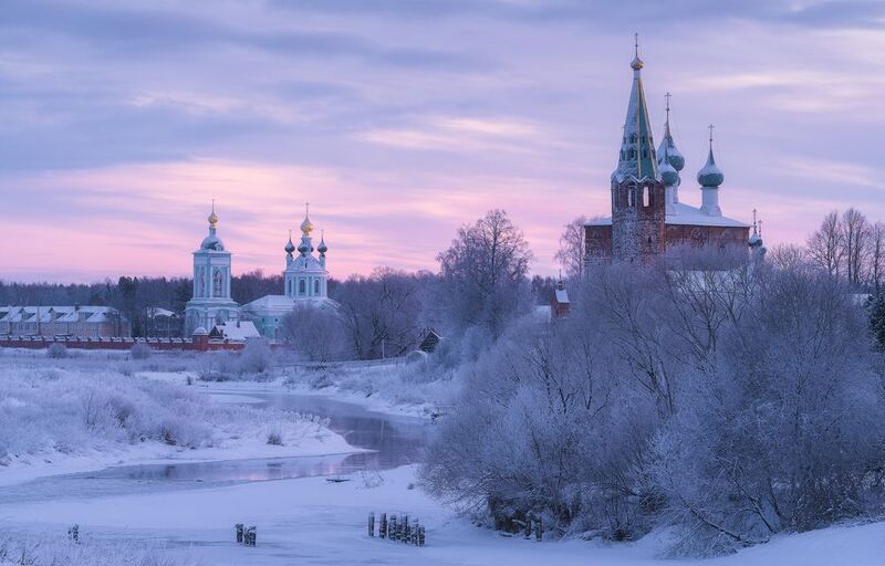 дунилово, зима, утро, храм, рассвет Дунилово фото превью