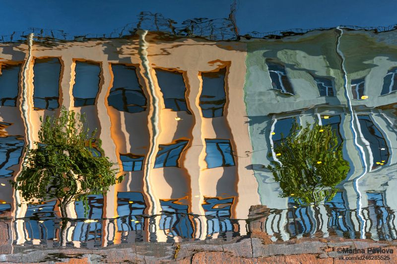 абстракция, акваабстракция, акваграфика, отражение на воде, канал грибоедова, петербургские акварели Осеннее волнение на канале Грибоедоваphoto preview