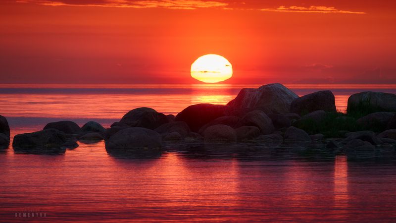 балтика, кургальский, закат, море, скалы. Закат на Балтикеphoto preview