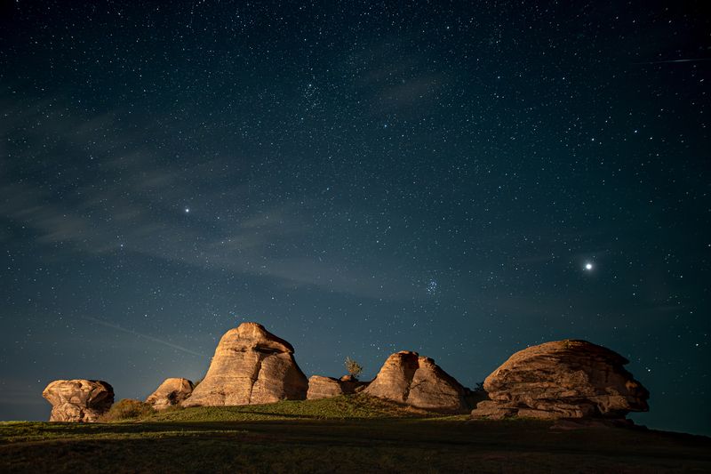 пейзаж, камни, ночь, звезды, Уснувшие стражиphoto preview