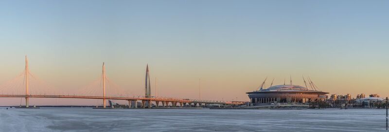 санкт-петербург, панорама, мост, утро, город Вантовый мост ЗСДphoto preview