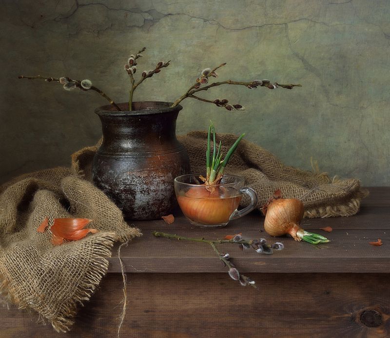 натюрморт,весна,март,лук,верба пробуждение...photo preview