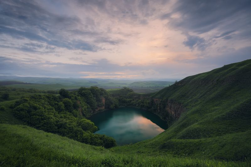 природа, пейзаж, озеро шадхурей, кавказ, закат Омутphoto preview