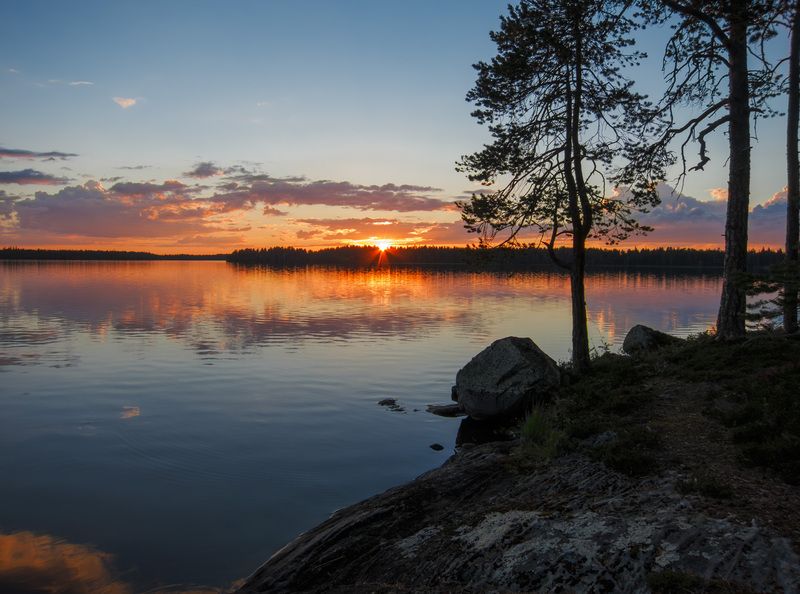 карелия, озеро кереть, закат Вечер у озера фото превью