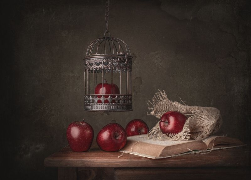 still life, light, apples, red, texture Once upon a time...photo preview