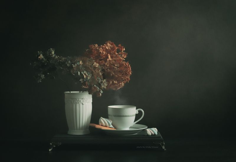 цветы, кофе, натюрморт, напиток, аромат, вкусно, flowers, coffee, still life, drink, aroma, delicious, bouquet , flowers Горячий кофе и сухоцветыphoto preview