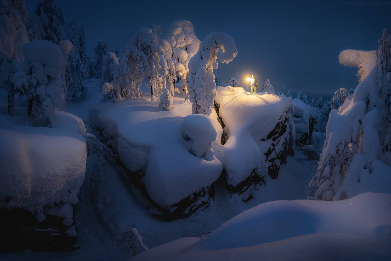 Ночь в Каменном городе. Автор: Василий Яковлев пермский край, зима, фототур, Василий Яковлев
