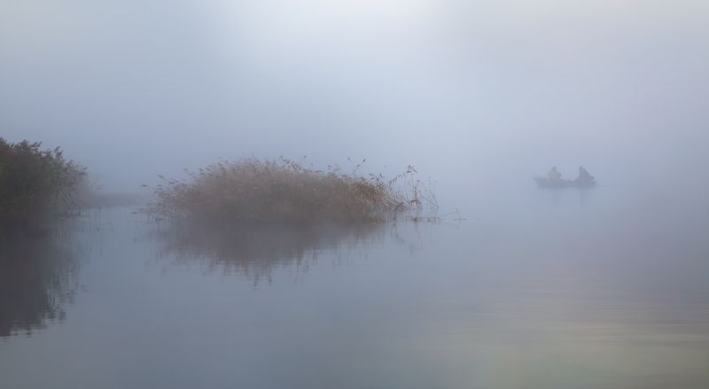 утро, озеро, туман, пейзаж, лодка Утренняя тишина фото превью