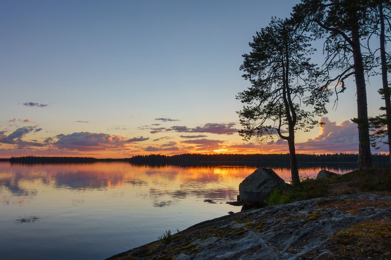 карелия, озеро кереть, закат На закате фото превью
