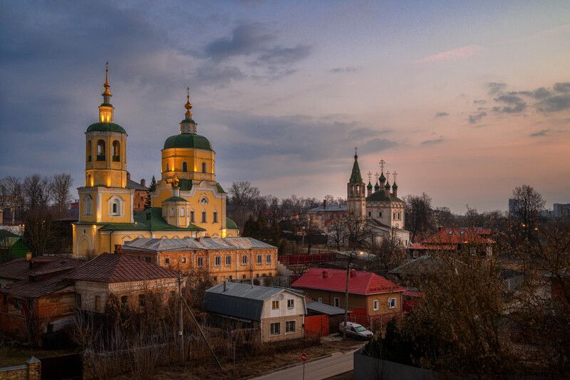 серпухов, церковь, рассвет, подмосковье Ильинская и Троицкая церкви в Серпуховеphoto preview