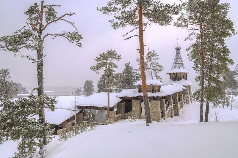 зима, остров, утро, бухта, часовня photo preview