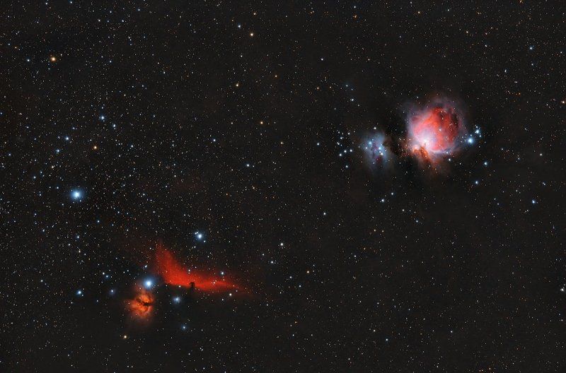 barnard 33, m42, m43, альнилам, альнитак, бегущий человек, конская голова Туманность Конская Голова, Пламенная, Бегущий человек, M42, M43.photo preview