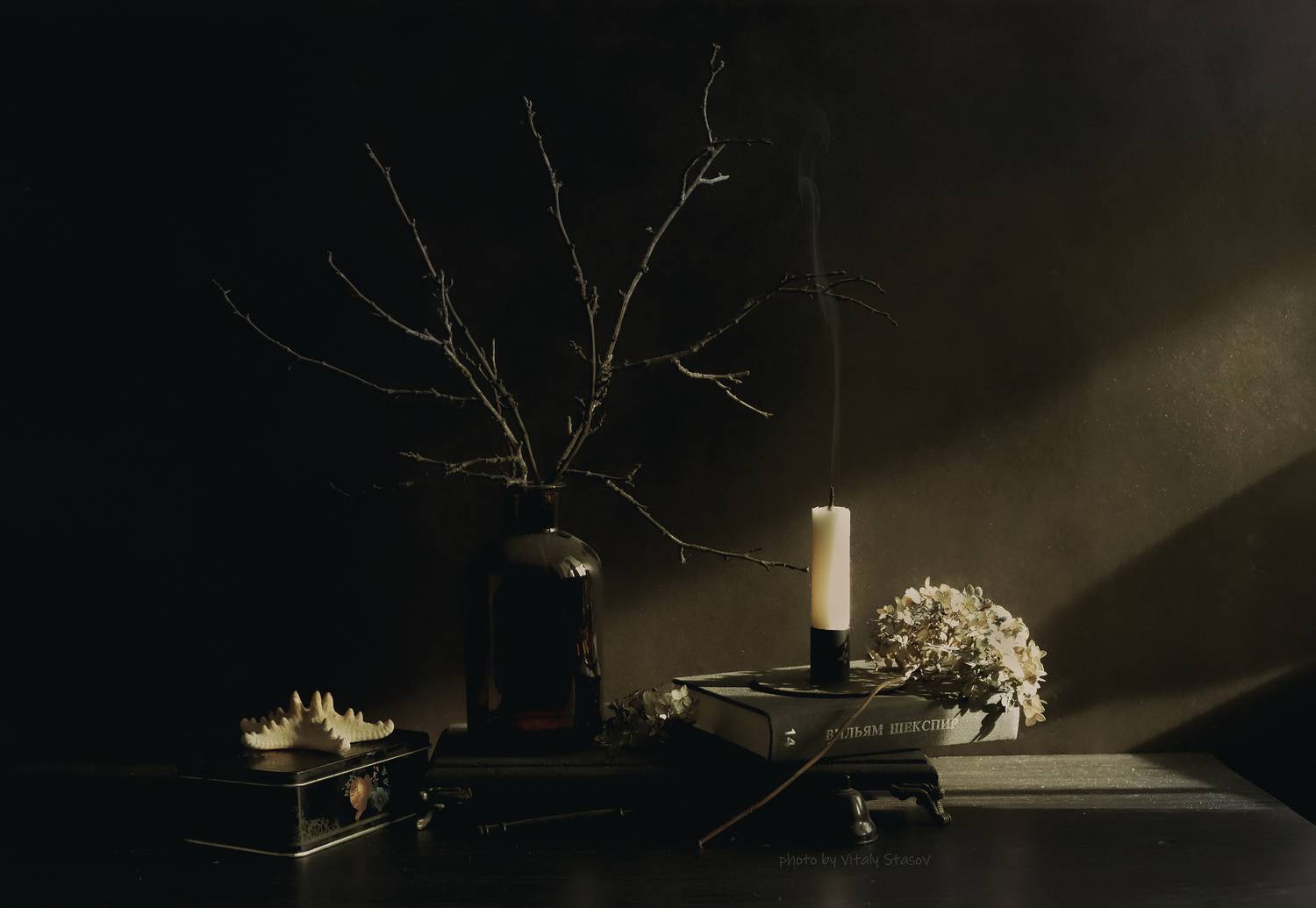 луч, свет, натюрморт, still life, black, background, шекспир, свеча, Стасов Виталий