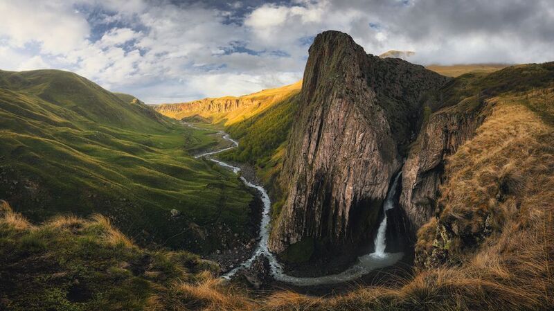 природа, пейзаж, горы, небо, водопад, кавказ Водопадphoto preview