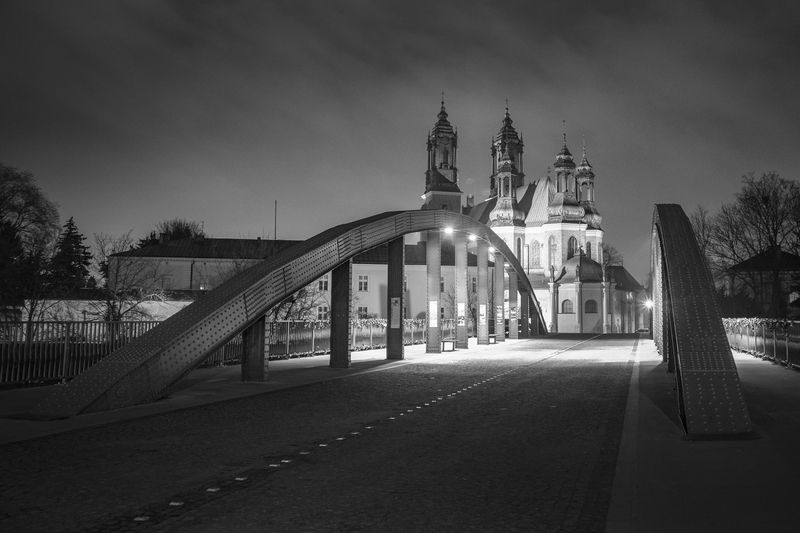 Bridge, Architecture, Cathedral, Night, Church, City, Travel, Destinations, Travel, Illuminated. Poznań, Poland Poznań Ostrów Tumski фото превью