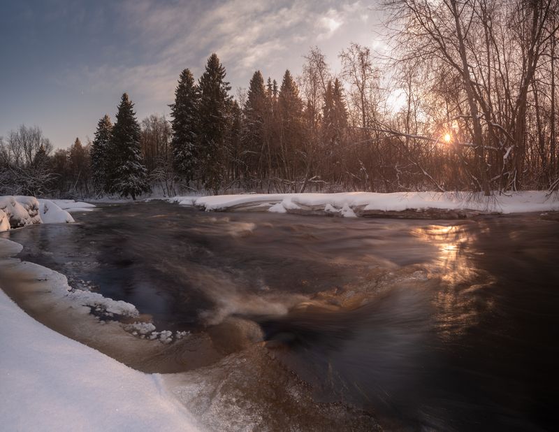 закат, река, зима, снег, карелия, winter, river, sunset photo preview